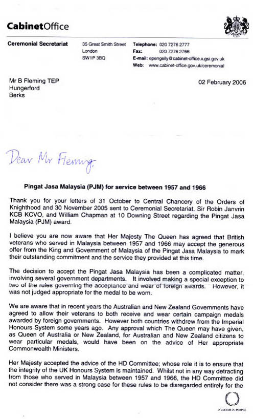 Cabinet Office Letter dated 2 Feb 2006 Page 1