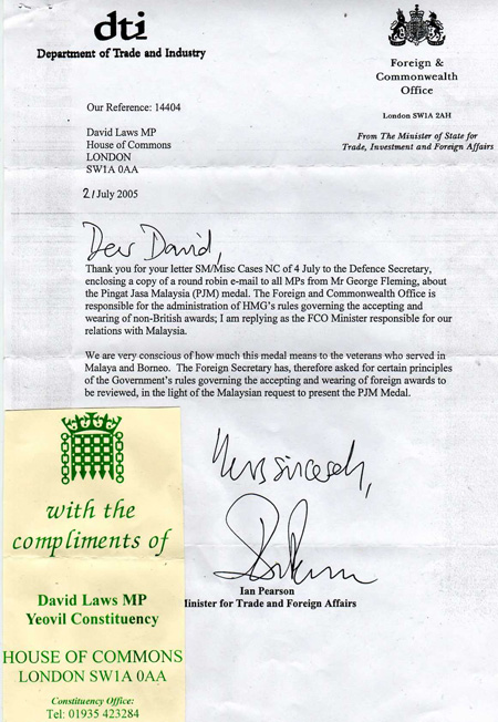 MP forwards letter Ian Pearson